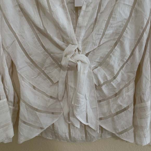 NWT Zara Cream Tie Front Blouse - Picture 2 of 6